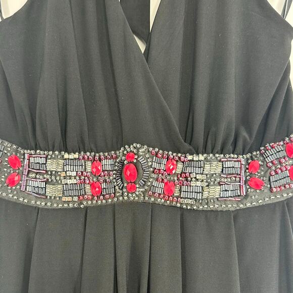 White House Black Market Beaded Halter Dress Size 4 Black Pink Y2K Bling Party - Picture 7 of 7